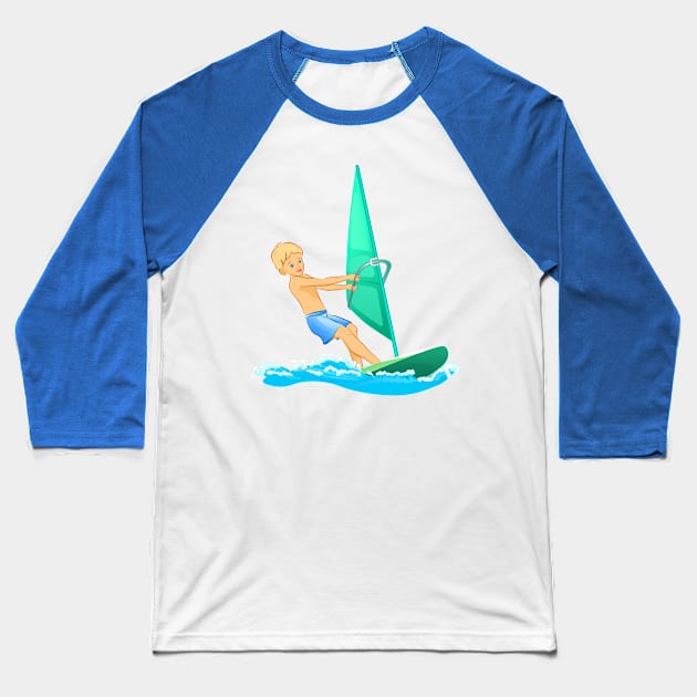 Surfer Boy Baseball T-Shirt by designbek